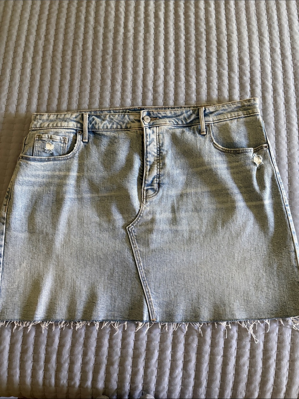 Old Navy Light Wash Denim Mini Skirt with Raw Hem